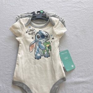 Disney Cream 'Cuddle Buddy' Stitch Short-Sleeve One-Piece